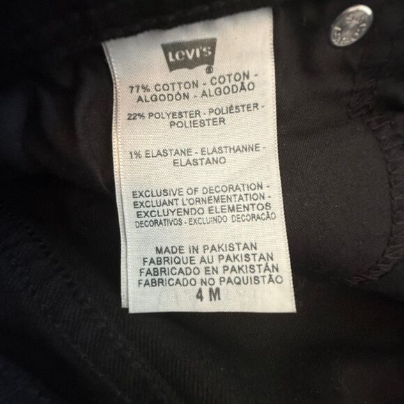 Levi’s 505 Straight Leg Mid-Rise Stretch Black Wash Denim Jeans Women Size 4M - Picture 9 of 12